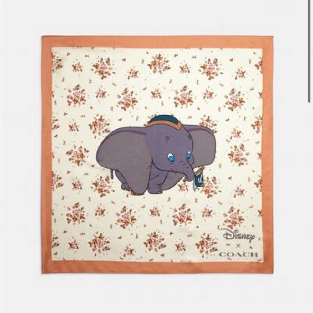 Coach Scarf Disney Dumbo Rose Bouquet Print Silk Bandana